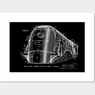 Train Patent Blueprint 1939 Locomotive Design Posters and Art